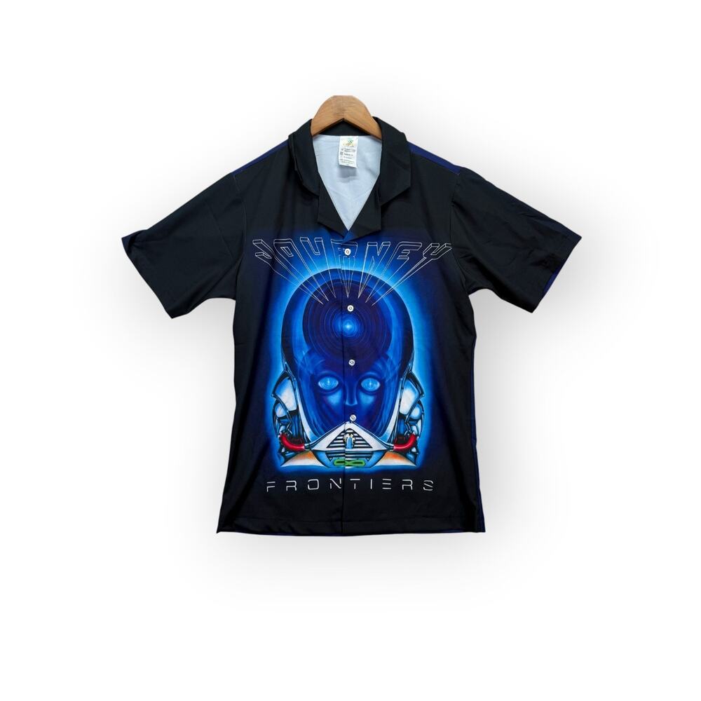 Journey Frontiers 40th Anniversary Button Front Las Vegas Band Blue Shirt sz S